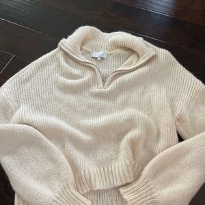 Ivory/Cream cropped 1/4 zip sweater by L’Academie (XS)